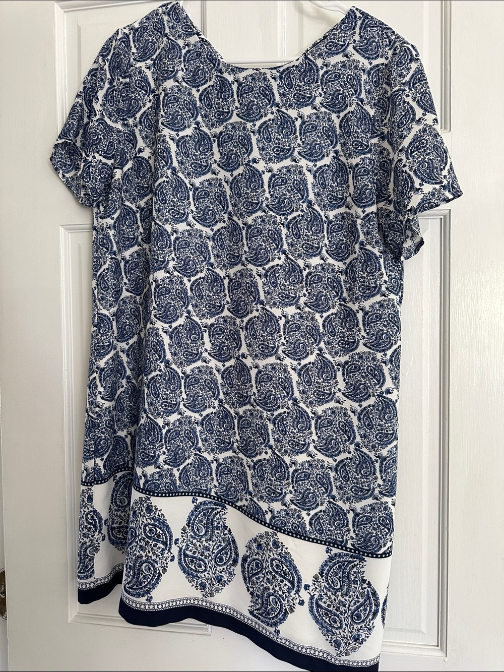 Lulu's Navy Blue and White Paisley Midi Dress